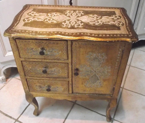 Vintage Italian Giltwood cupboard with drawers